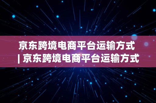 京东跨境电商平台运输方式 | 京东跨境电商平台运输方式选择