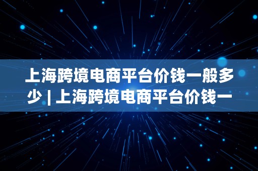 上海跨境电商平台价钱一般多少 | 上海跨境电商平台价钱一般多少钱