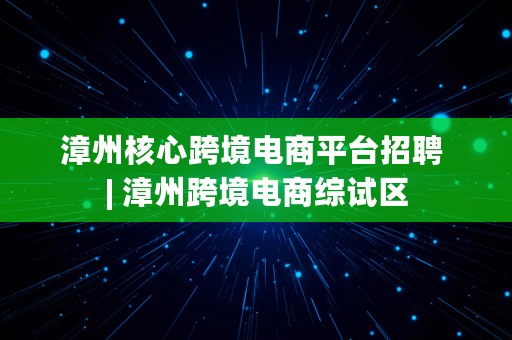 漳州核心跨境电商平台招聘 | 漳州跨境电商综试区