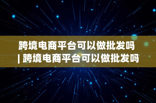 跨境电商平台可以做批发吗 | 跨境电商平台可以做批发吗现在