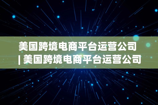 美国跨境电商平台运营公司 | 美国跨境电商平台运营公司排名