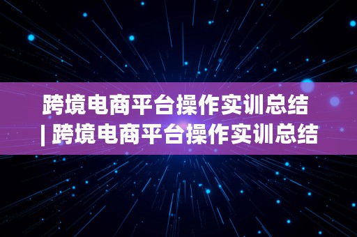 跨境电商平台操作实训总结 | 跨境电商平台操作实训总结报告