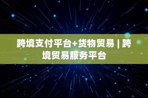 跨境支付平台+货物贸易 | 跨境贸易服务平台