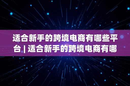 适合新手的跨境电商有哪些平台 | 适合新手的跨境电商有哪些平台呢