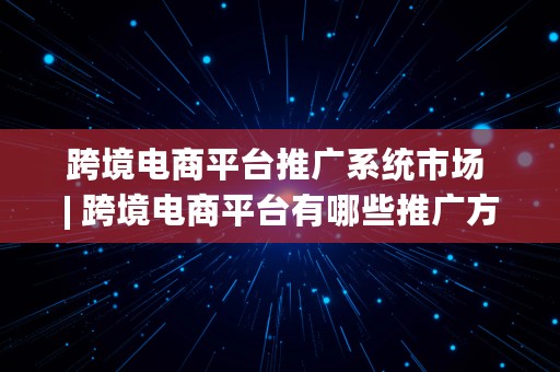 跨境电商平台推广系统市场 | 跨境电商平台有哪些推广方式