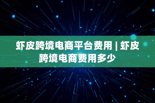 虾皮跨境电商平台费用 | 虾皮跨境电商费用多少