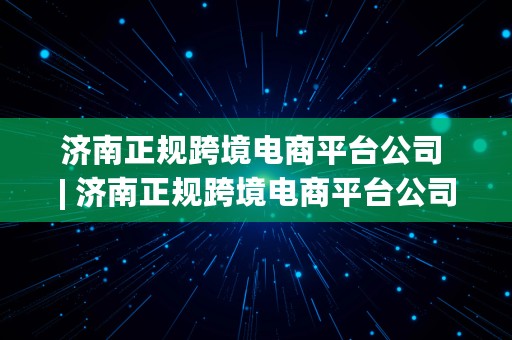 济南正规跨境电商平台公司 | 济南正规跨境电商平台公司有哪些