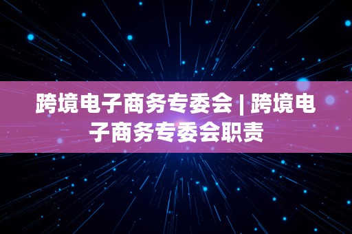 跨境电子商务专委会 | 跨境电子商务专委会职责