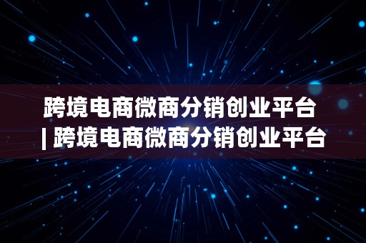 跨境电商微商分销创业平台 | 跨境电商微商分销创业平台有哪些