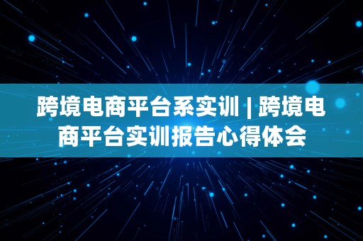 跨境电商平台系实训 | 跨境电商平台实训报告心得体会