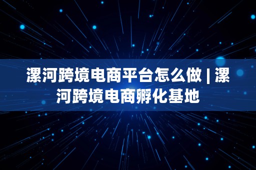 漯河跨境电商平台怎么做 | 漯河跨境电商孵化基地