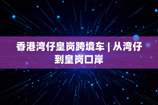 香港湾仔皇岗跨境车 | 从湾仔到皇岗口岸