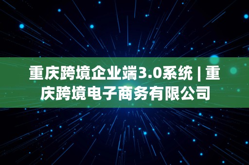 重庆跨境企业端3.0系统 | 重庆跨境电子商务有限公司