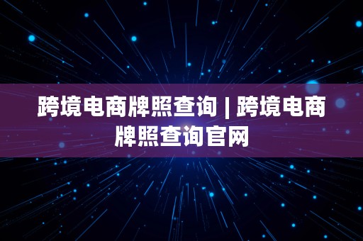 跨境电商牌照查询 | 跨境电商牌照查询官网