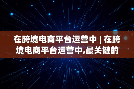 在跨境电商平台运营中 | 在跨境电商平台运营中,最关键的数据指标