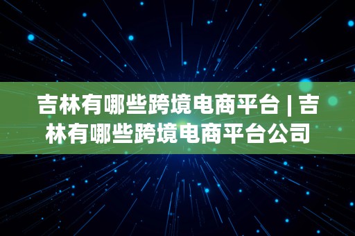 吉林有哪些跨境电商平台 | 吉林有哪些跨境电商平台公司