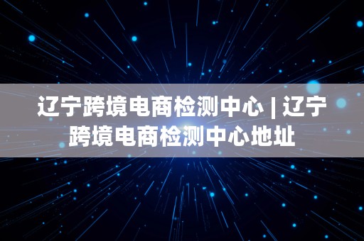 辽宁跨境电商检测中心 | 辽宁跨境电商检测中心地址