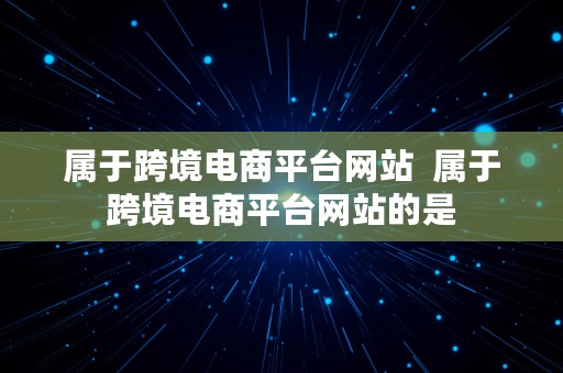 属于跨境电商平台网站  属于跨境电商平台网站的是