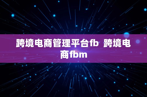 跨境电商管理平台fb  跨境电商fbm