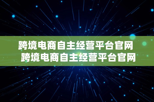 跨境电商自主经营平台官网  跨境电商自主经营平台官网