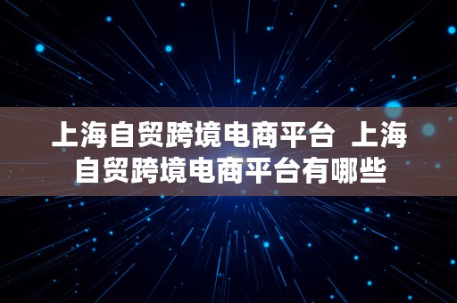 上海自贸跨境电商平台  上海自贸跨境电商平台有哪些