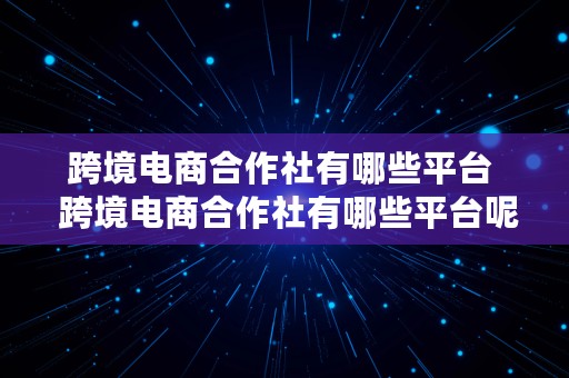 跨境电商合作社有哪些平台  跨境电商合作社有哪些平台呢