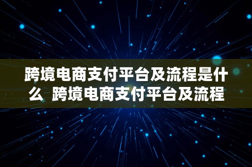 跨境电商支付平台及流程是什么  跨境电商支付平台及流程是什么意思