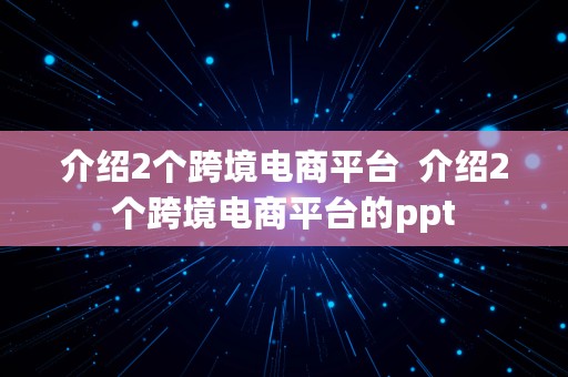 介绍2个跨境电商平台  介绍2个跨境电商平台的ppt