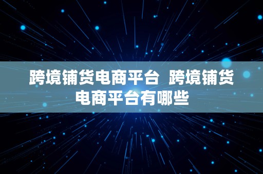 跨境铺货电商平台  跨境铺货电商平台有哪些