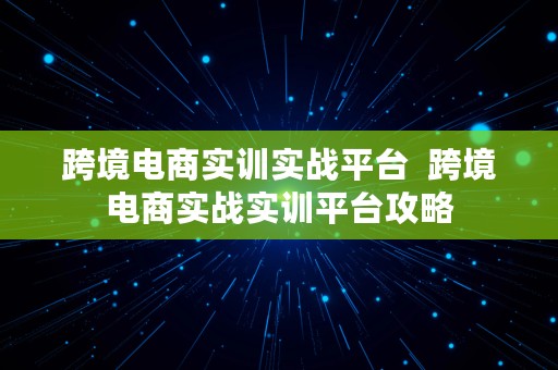 跨境电商实训实战平台  跨境电商实战实训平台攻略