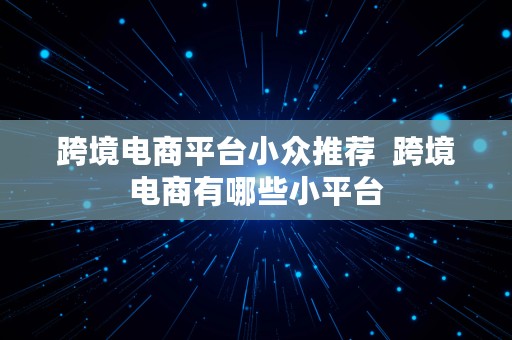 跨境电商平台小众推荐  跨境电商有哪些小平台