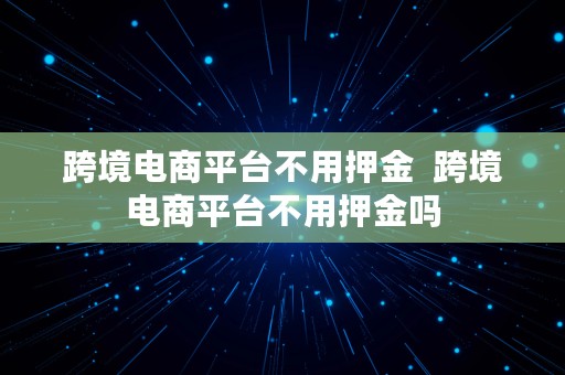 跨境电商平台不用押金  跨境电商平台不用押金吗