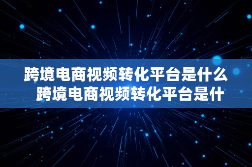 跨境电商视频转化平台是什么  跨境电商视频转化平台是什么意思