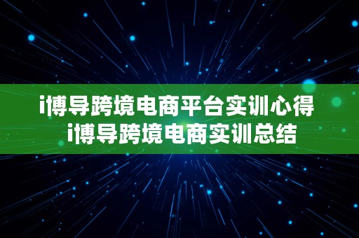 i博导跨境电商平台实训心得  i博导跨境电商实训总结