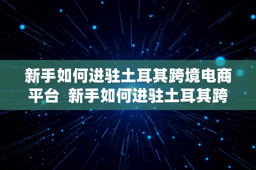 新手如何进驻土耳其跨境电商平台  新手如何进驻土耳其跨境电商平台