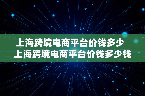 上海跨境电商平台价钱多少  上海跨境电商平台价钱多少钱