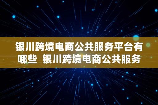 银川跨境电商公共服务平台有哪些  银川跨境电商公共服务平台有哪些公司