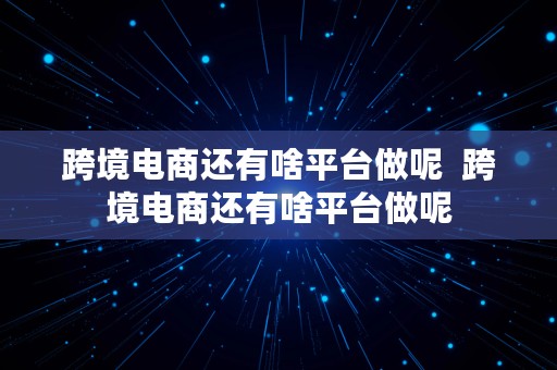 跨境电商还有啥平台做呢  跨境电商还有啥平台做呢