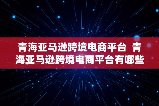 青海亚马逊跨境电商平台  青海亚马逊跨境电商平台有哪些