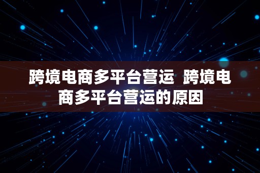 跨境电商多平台营运  跨境电商多平台营运的原因