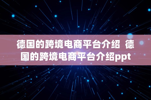 德国的跨境电商平台介绍  德国的跨境电商平台介绍ppt