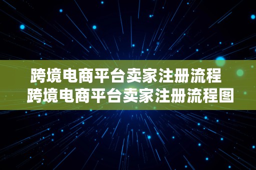 跨境电商平台卖家注册流程  跨境电商平台卖家注册流程图