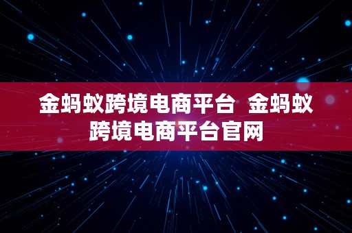 金蚂蚁跨境电商平台  金蚂蚁跨境电商平台官网