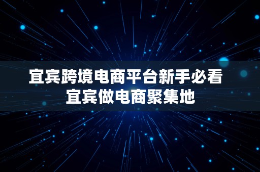 宜宾跨境电商平台新手必看  宜宾做电商聚集地