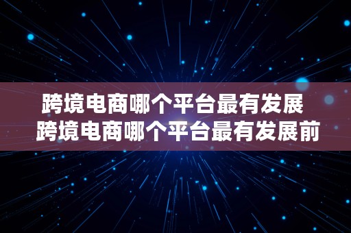 跨境电商哪个平台最有发展  跨境电商哪个平台最有发展前景