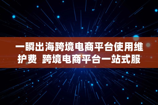 一瞬出海跨境电商平台使用维护费  跨境电商平台一站式服务