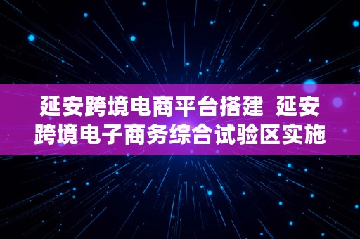 延安跨境电商平台搭建  延安跨境电子商务综合试验区实施方案