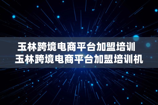 玉林跨境电商平台加盟培训  玉林跨境电商平台加盟培训机构