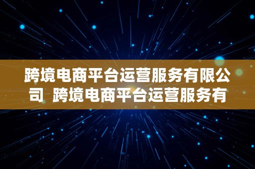 跨境电商平台运营服务有限公司  跨境电商平台运营服务有限公司怎么样