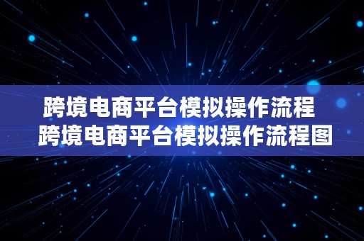 跨境电商平台模拟操作流程  跨境电商平台模拟操作流程图